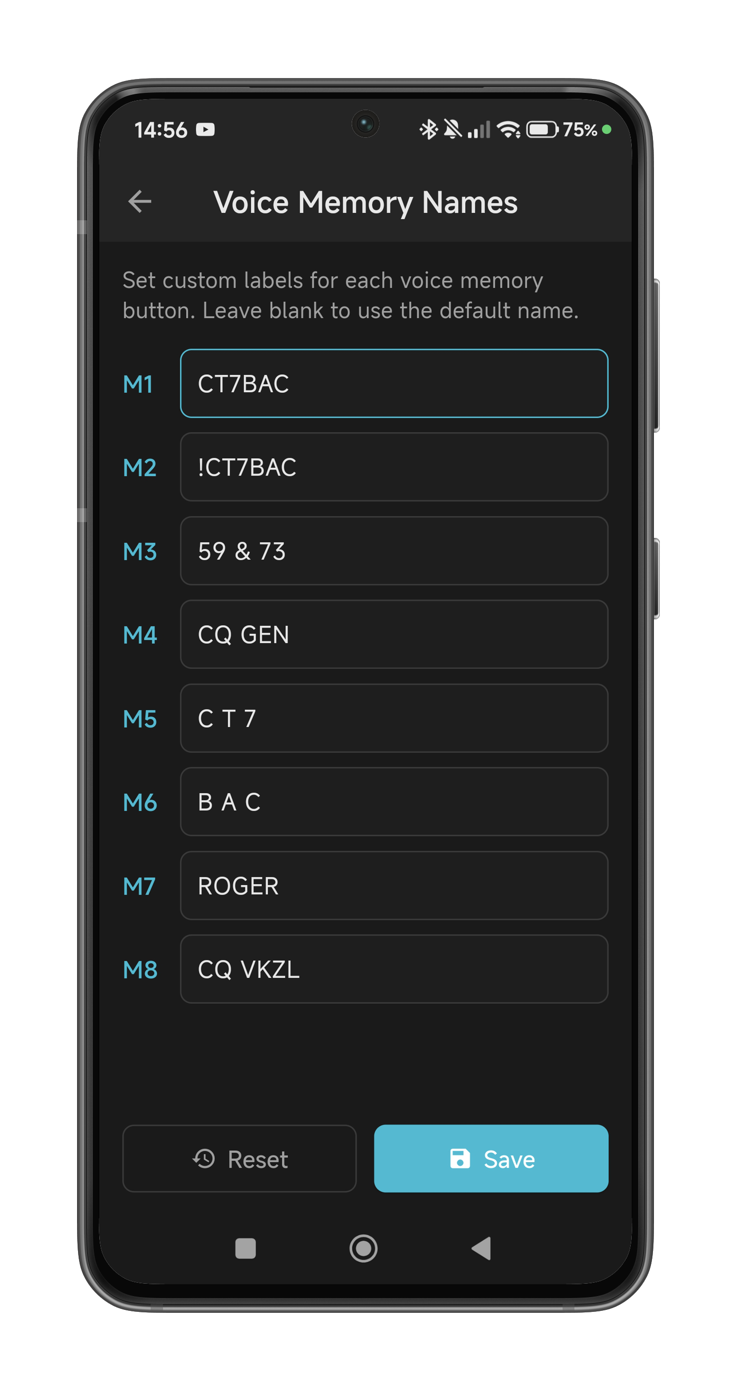 HamMixer Mobile - Voice Memory Names